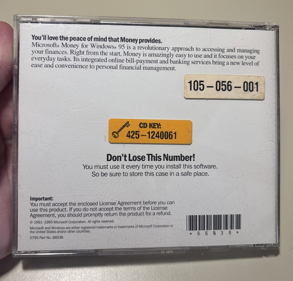 Vintage Microsoft WINDOWS 95 MONEY CD