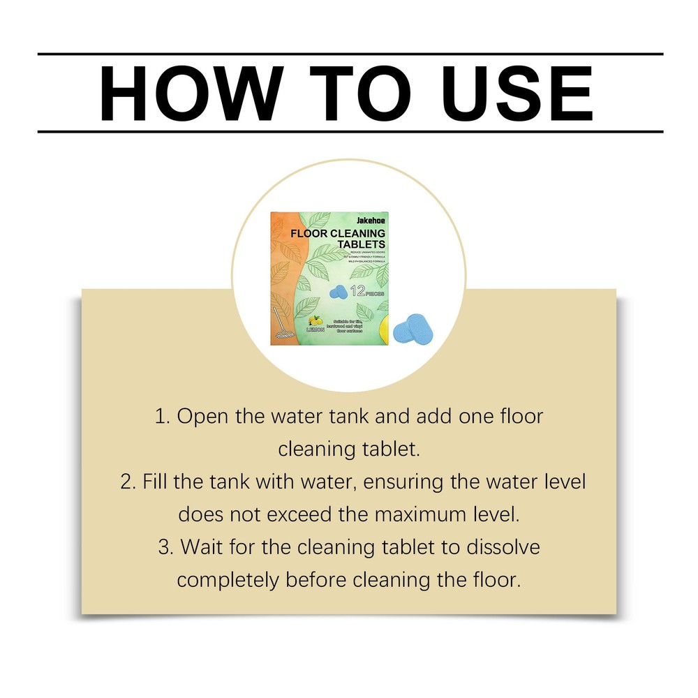 12pcs Floor Cleaning Solution Tablet Deep Cleans For Multiple Hard Floors ~HOT