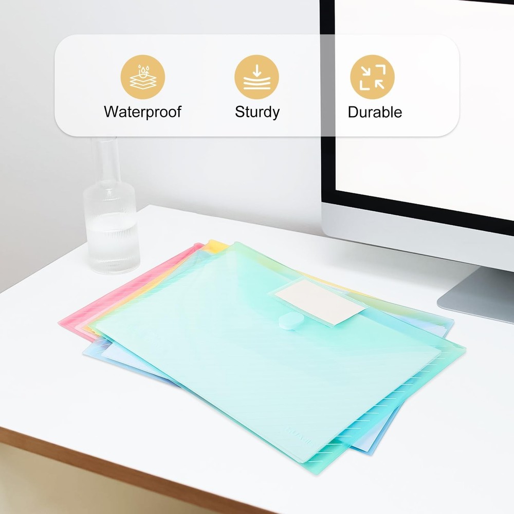 10 Pack, Plastic Envelopes File Folders, HeavyDuty Document Folder for Letter...