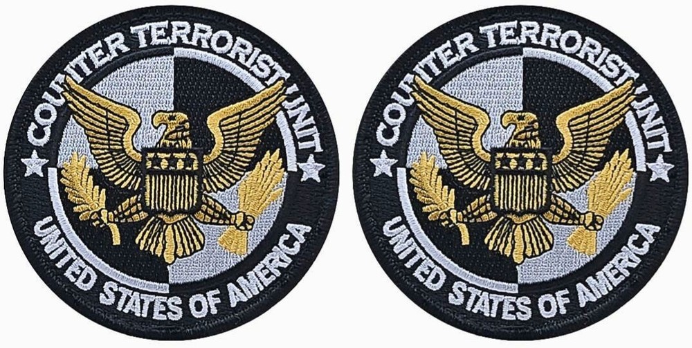 COUNTER TERRORISM UNIT USA EMBROIDERED PATCH || 2PC HOOK BACKING  3.5"X3.5"