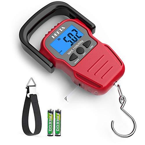Fish Scale with Backlit LCD Display, Digital Portable Hanging Scale Max Cap110Lb