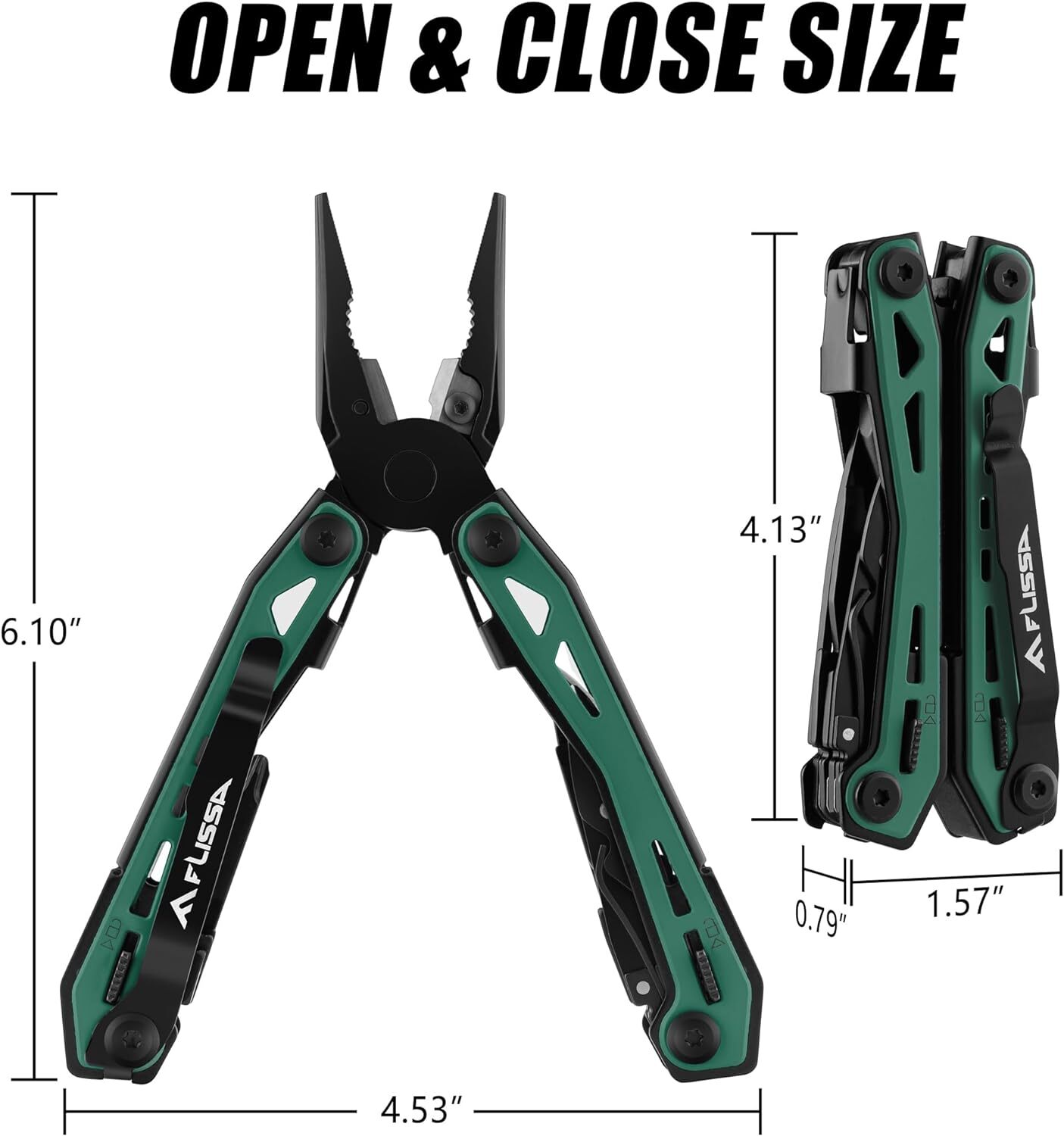 FLISSA 16-in-1 Multi Tool Pliers Stainless Steel EDC Multitool with Pocket Knife