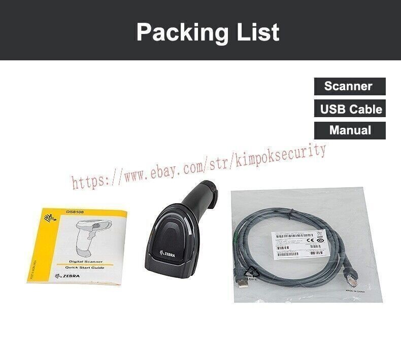 New Zebra DS8108-SR00007ZZCN 1D 2D Handheld Barcode Scanner USB Kit with Cable