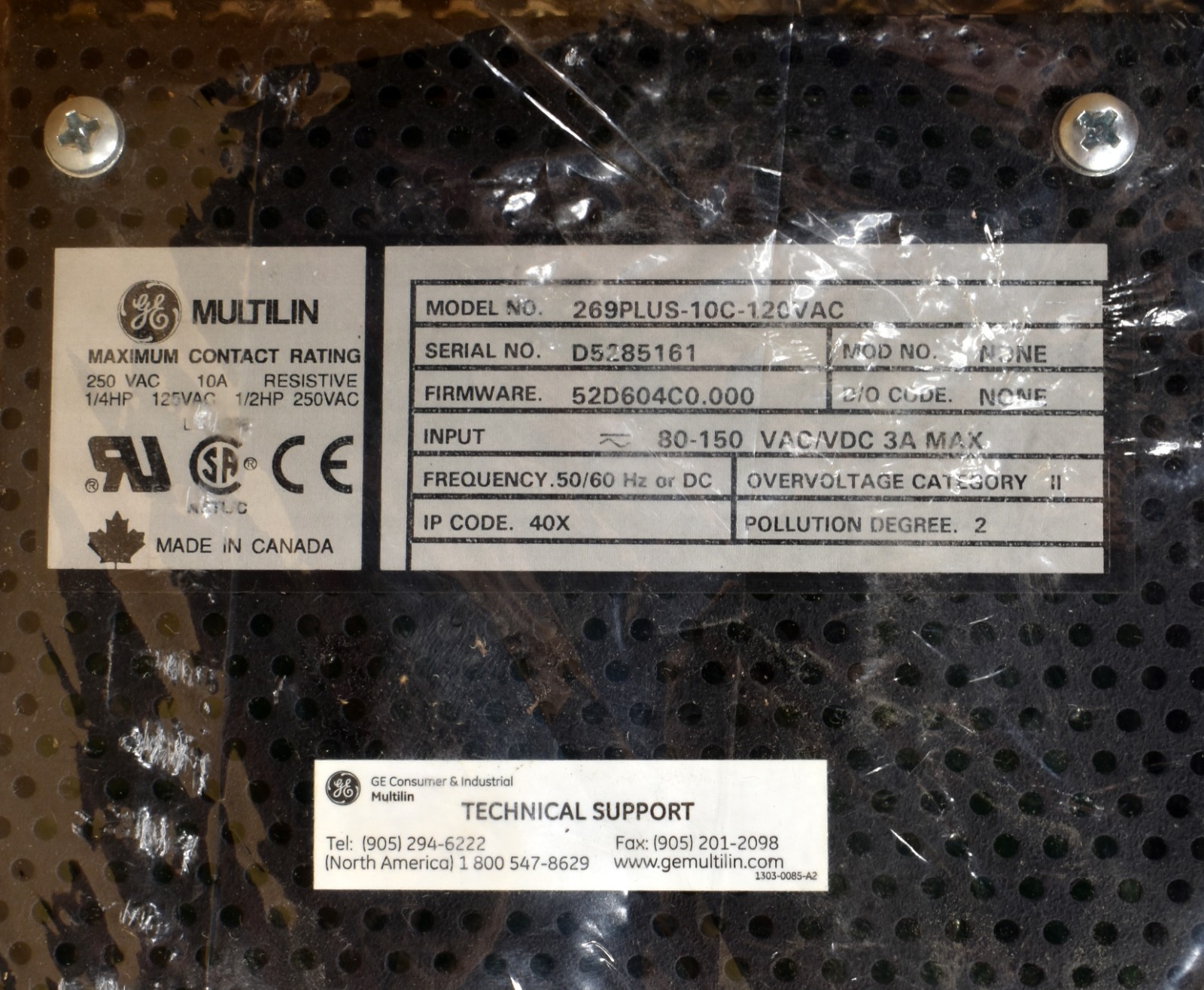 GE Multilin 269PLUS-100C-120VAC ,269 Plus Motor Management Relay