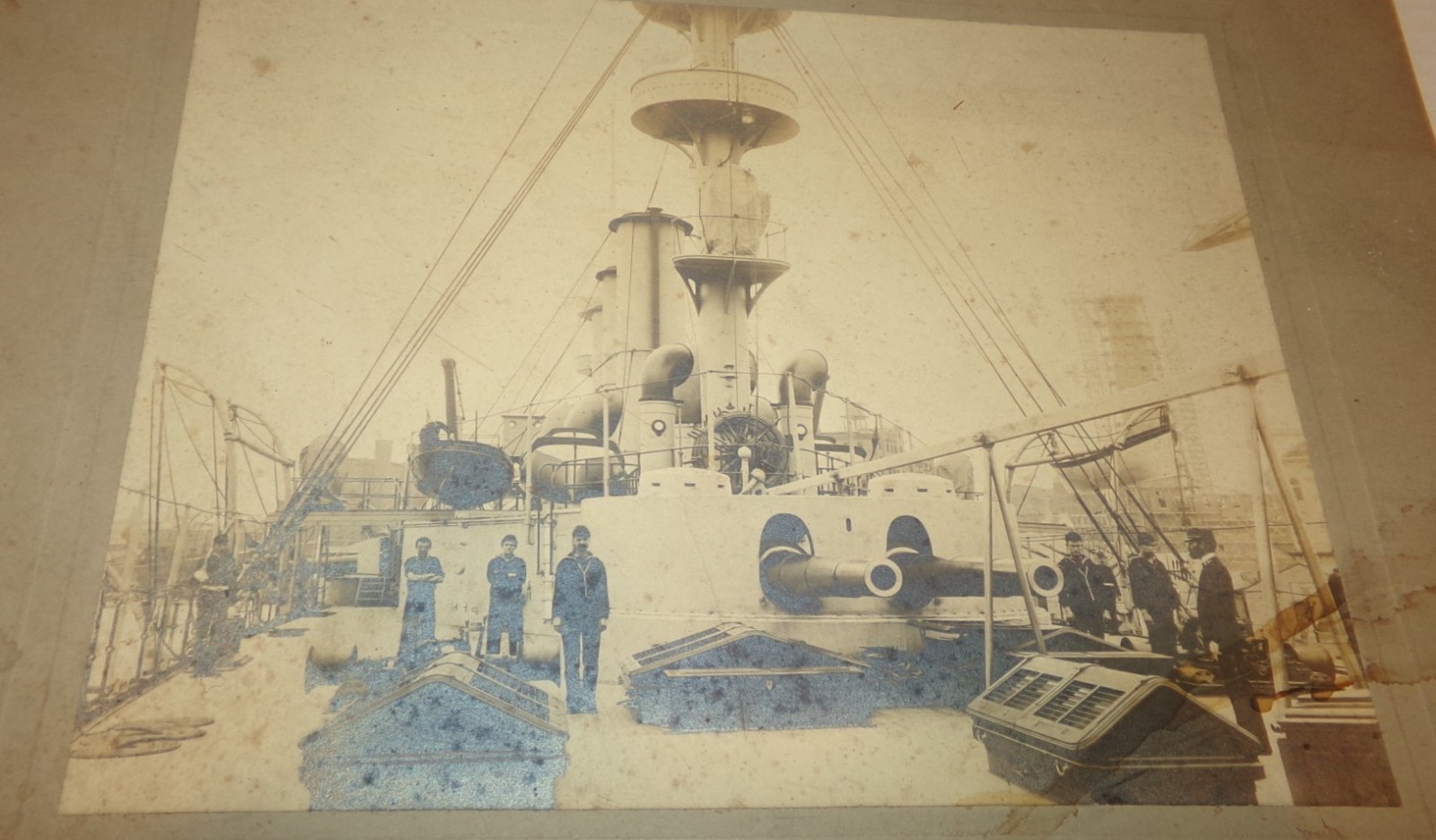 Militaria Battleship Spanish-Amer War 1898 Cabinet Card Photo Velox Chemical Co