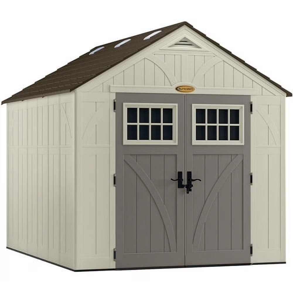 Suncast Metal and Resin Storage Shed, Vanilla, 8ft x 10ft, 547 Cu. ft. coverage