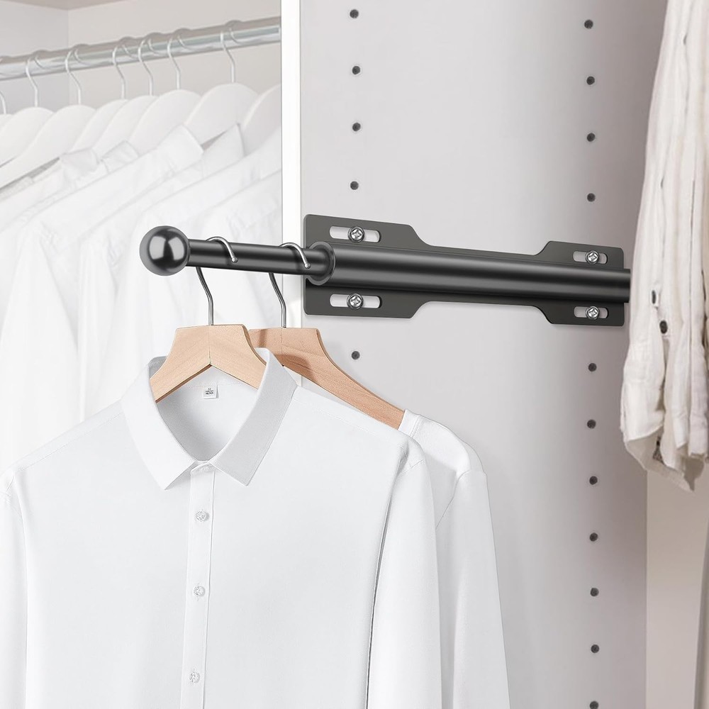 12" Valet Rod for Closet Pull Out (1 Pack, Black)