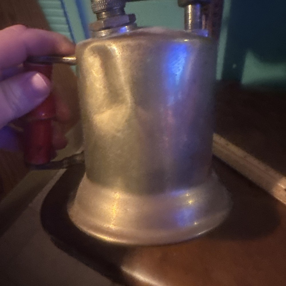 Antique Turner Brass Blow Torch Red Wood Handle All Knobs Work Untested