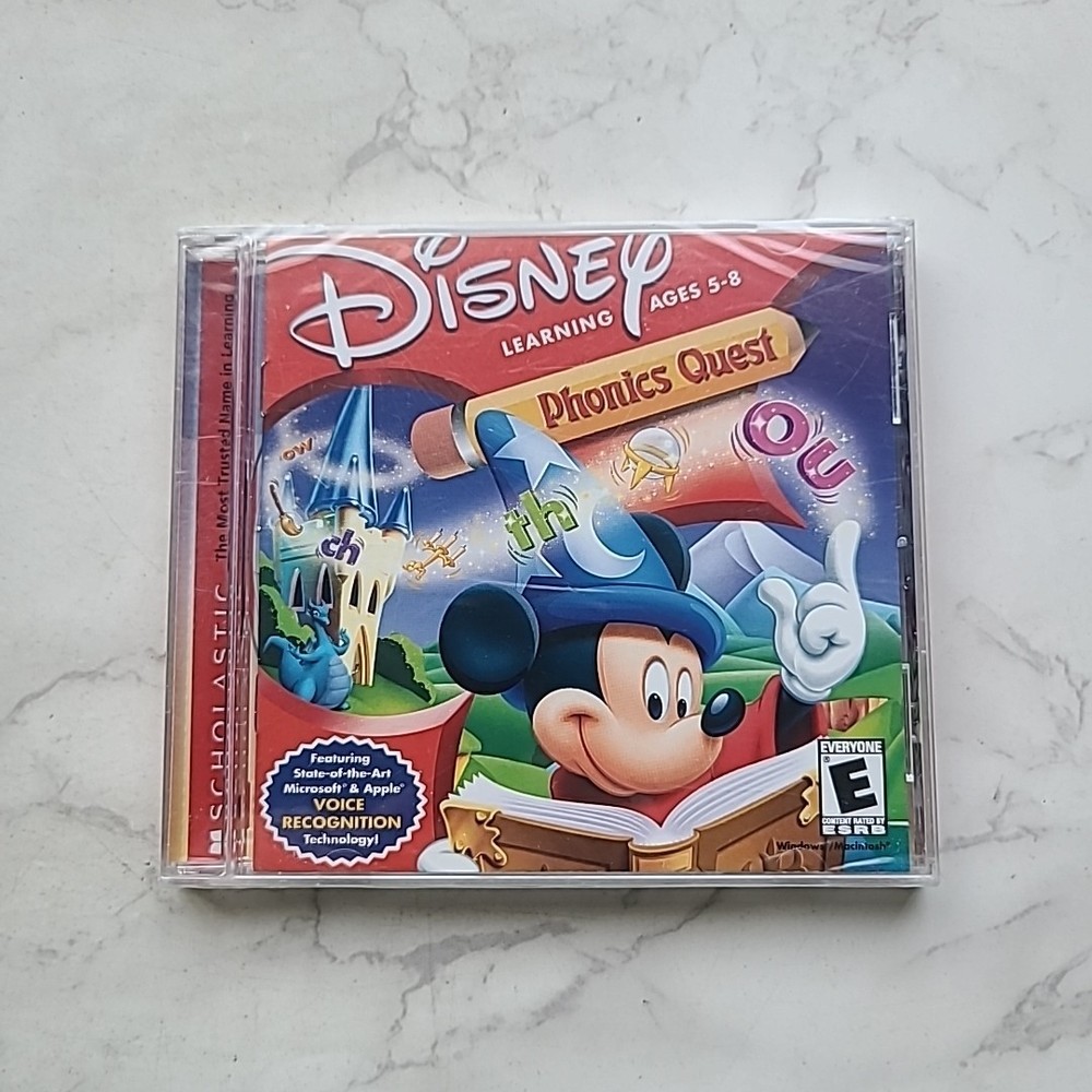 Disney Scholastic Phonics Quest Age 5-8 Windows Mac Interactive Learning NEW CD