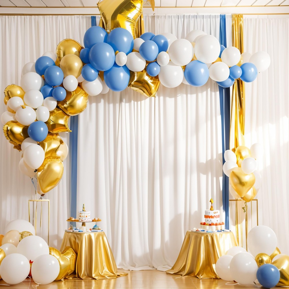 10x10FT White Backdrop Curtains for Party 2 Panels 5x10FT Thick Polyester Bac...