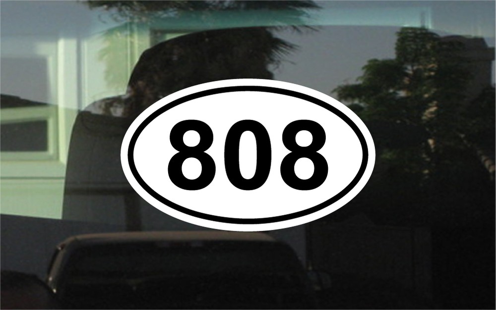 808 AREA CODE OVAL STICKER