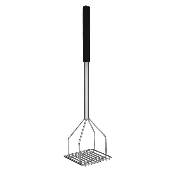 Thunder Group 18" Chrome Plated Sqaure Potato Masher w/ Soft Grip Handle