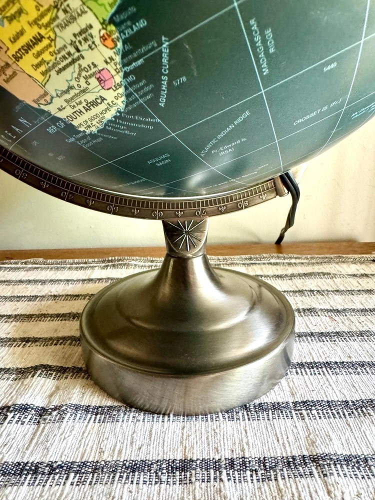 Vtg Black Ocean Illuminated World Globe | Scan Globe A/S Lighted Black Globe