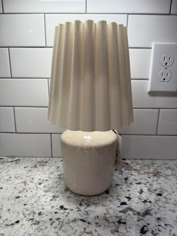 Vintage Table Kitchen 2 Pcs 13.5” Rustic Ceramic Mini Lamp & Pleated Shade