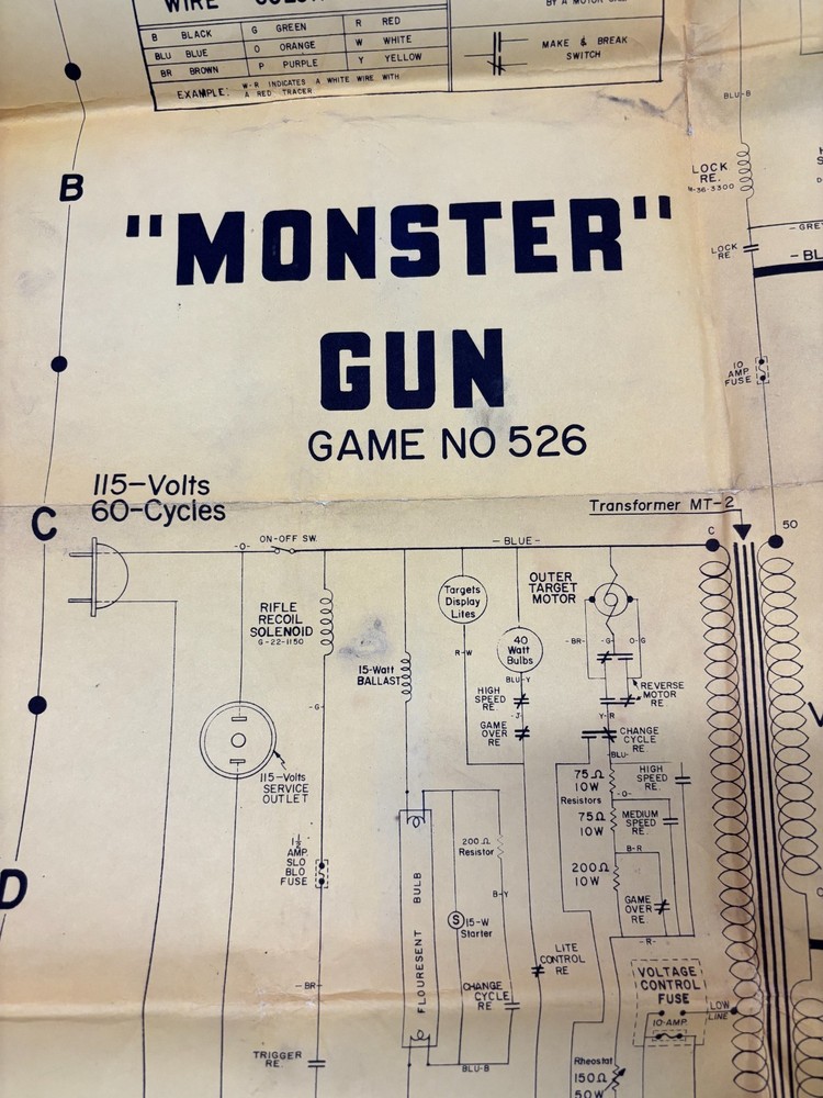ORIGINAL-MIDWAY-MONSTER GUN-526-SCHEMATICS