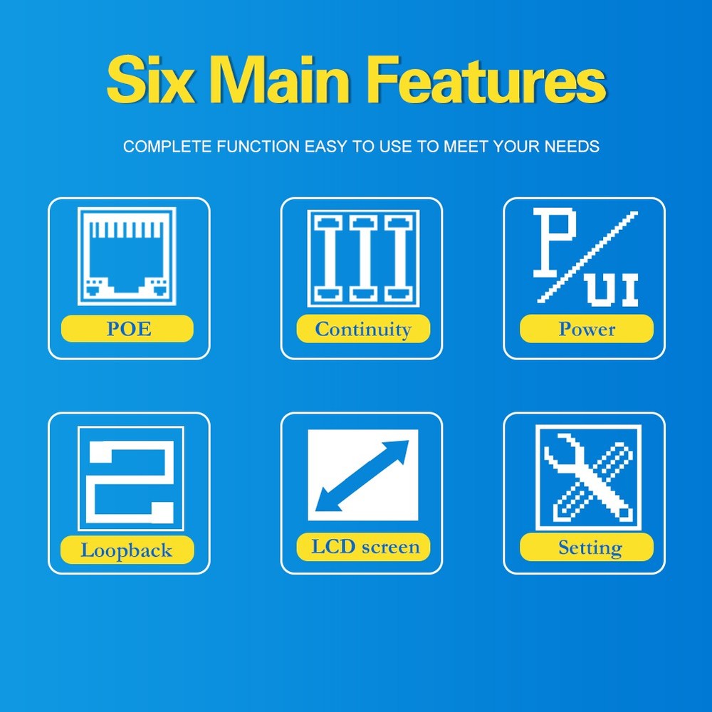 Network Cable Tester LAN Wire Network Cable PoE Detector Voltage Current Tester