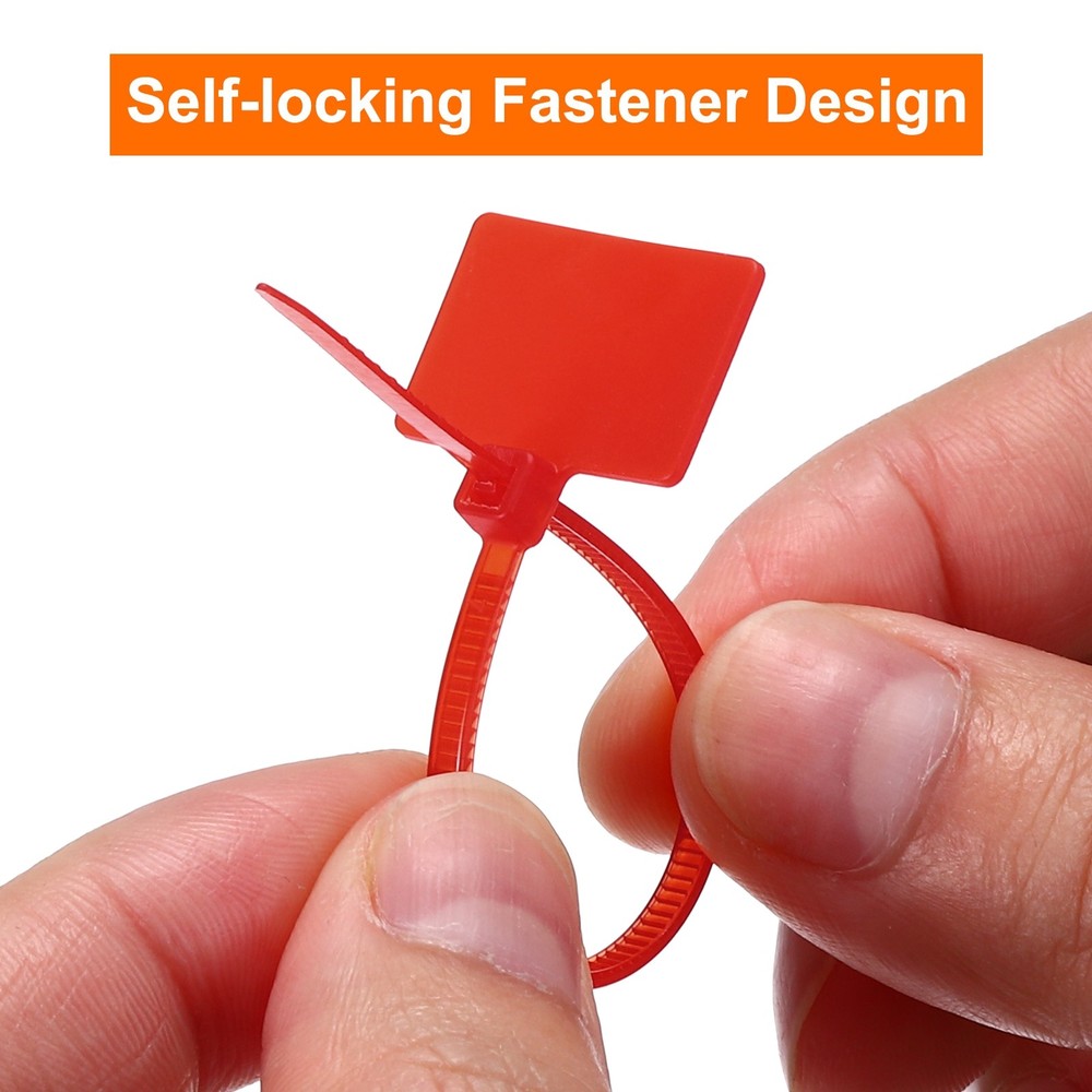 100pcs Marker Cable Zip Ties, 4 Inch Self-Locking Labels Zip Tie Wraps,Red