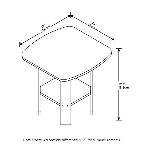 SIMPLE DESIGN Side Table, 2 1-Pack, 2 Tiers, Standard Leg Amber Pine/Black