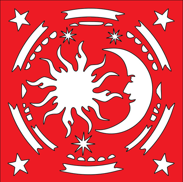 6"x6" Clear or Red Plastic Stencil - Celestial Wiccan (SN81)
