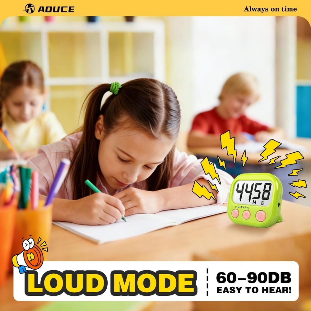 Durable Magnetic Classroom Timer Set - Easy to Read 2 Pack with Last Time Memory