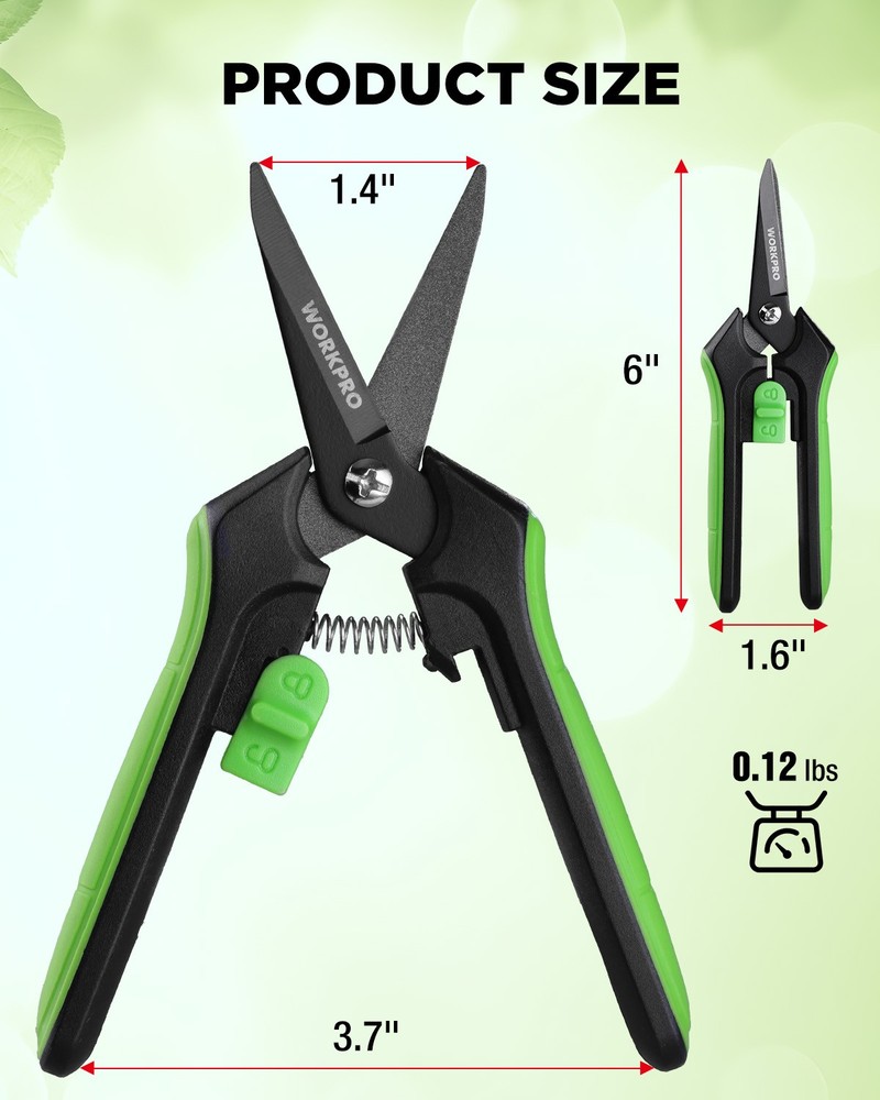 WORKPRO 6-Inch Pruning Shears Sharp Gardening Scissors for Precise Cuts Steel