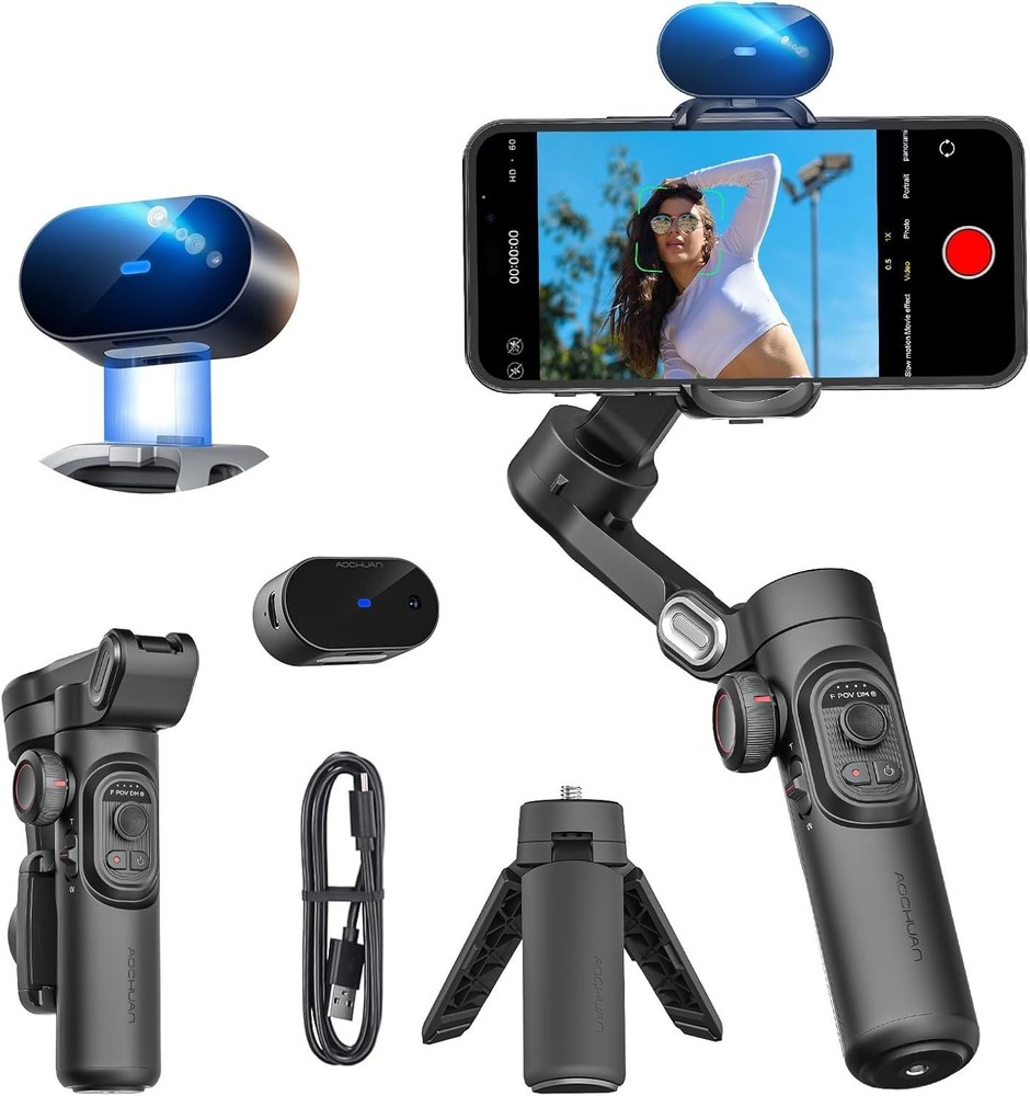 Foldable Gimbal Stabilizer for iPhone Android, Smart XE AI Tracking, 3-Axis