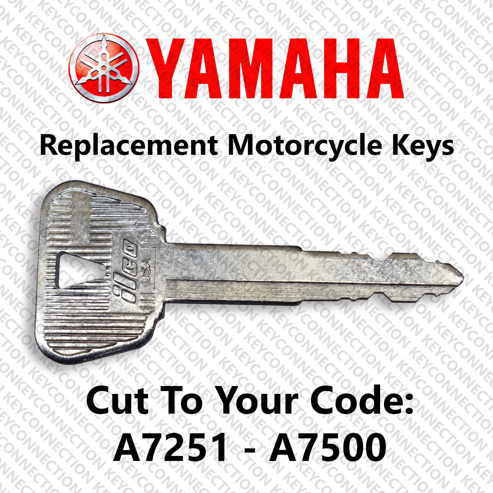 Yamaha Motorcycle keys Cut to Code replacement spare key for codes A7251-A7500