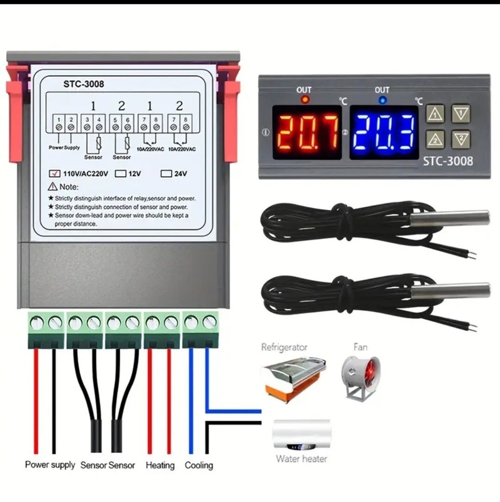 STC-3008 AC220V LCD Digital Thermostat Temperature Controller