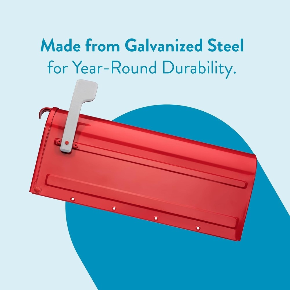 Medium Post Mount Mailbox in Bold Red - Secure Magnetic Closure & USPS Approved
