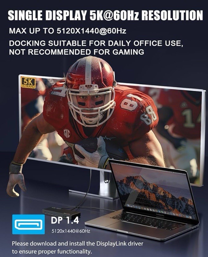WAVLINK USB 3.0 and USB-C Dual 4K Display Universal Laptop Docking Station
