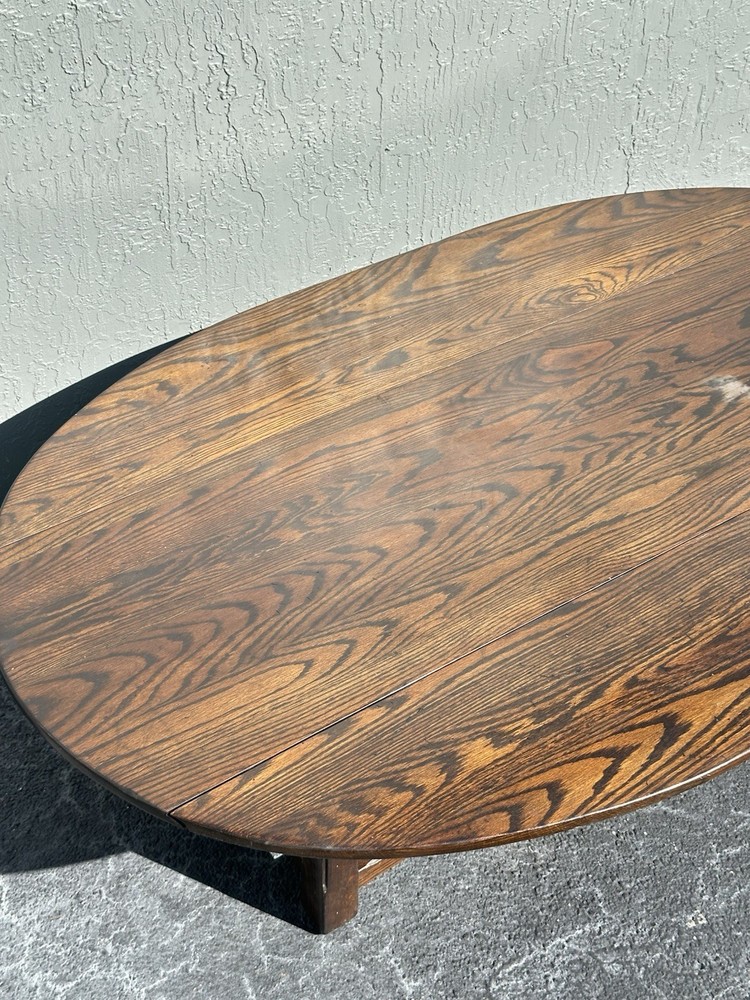 Vintage Cushman Classics Drop-Leaf Oval Coffee Table – Solid Oak