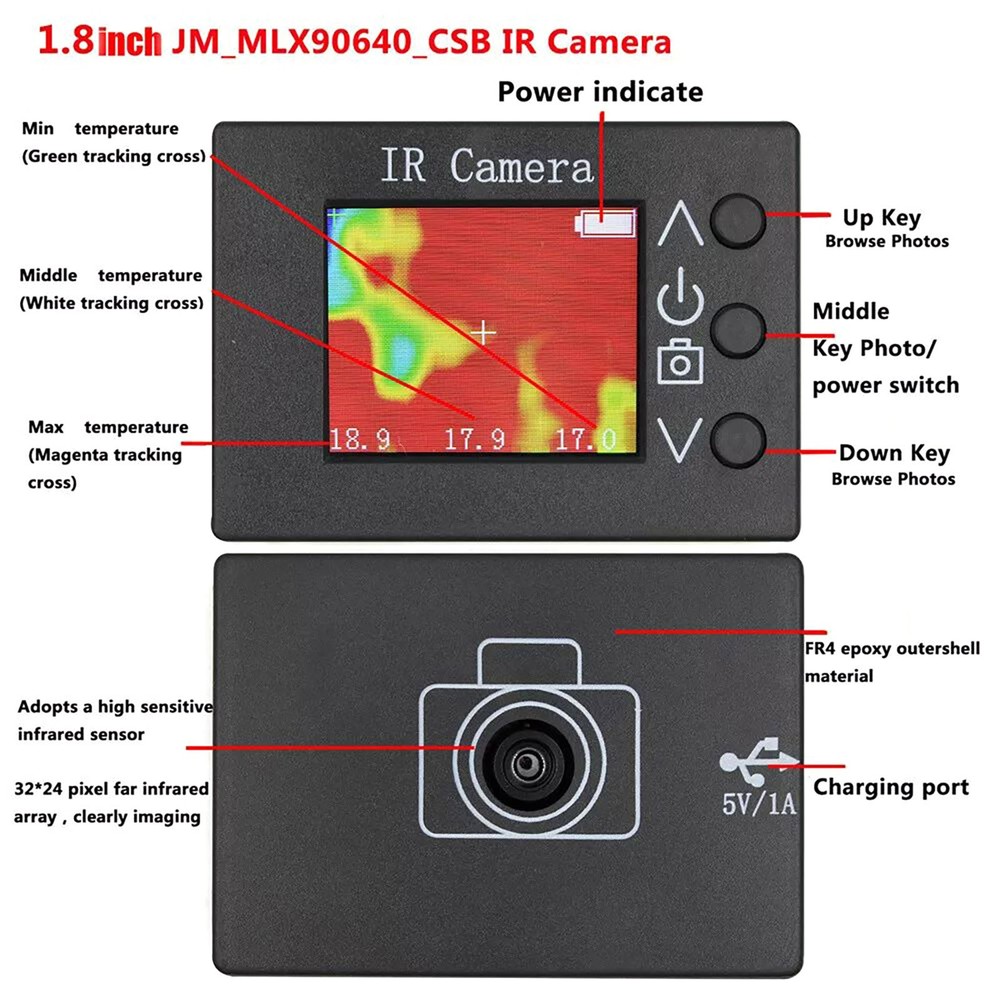 Compact Handheld Digital Infrared Thermal Temperature Imager Camera Heating