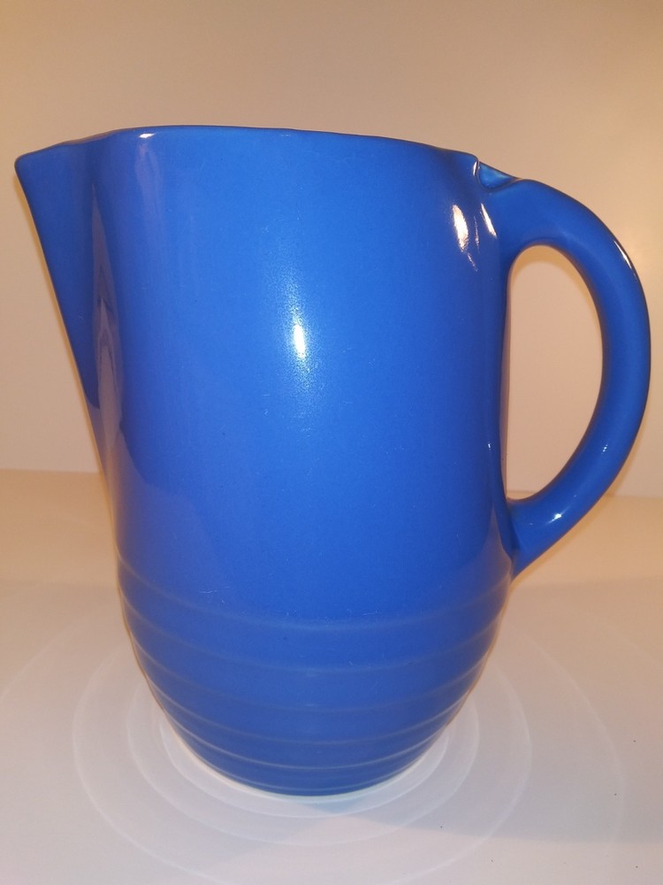 Bright Blue Art Pottery Stoneware Pitcher