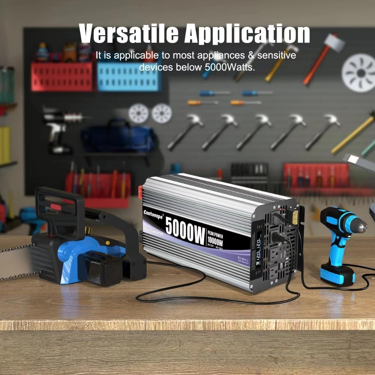 Used Cantonape 5000W Power Inverter 12V to 110V/120V DC toAC with LCD Display