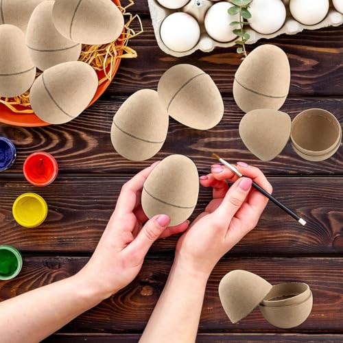 DIY Easter Eggs Craft Kit - 12 Blank Paper Mache Egg Shapes for Egg
