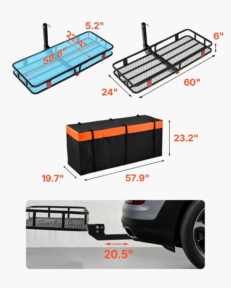 500lb 60x24x6in Enhanced Stability Cargo Frame with Quick Release