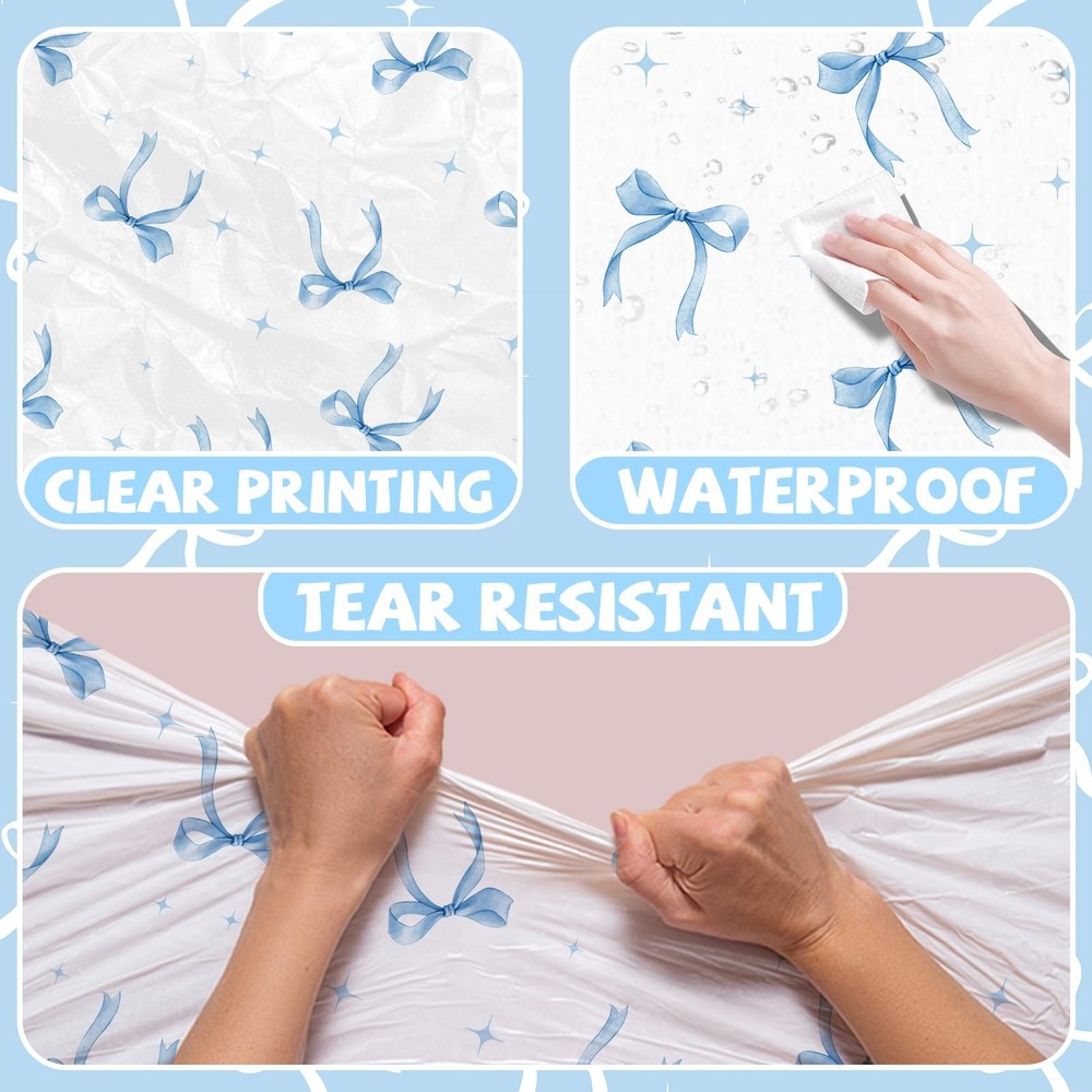 HAKOTI 2Pcs Blue Bow Birthday Decorations Bow Theme Plastic