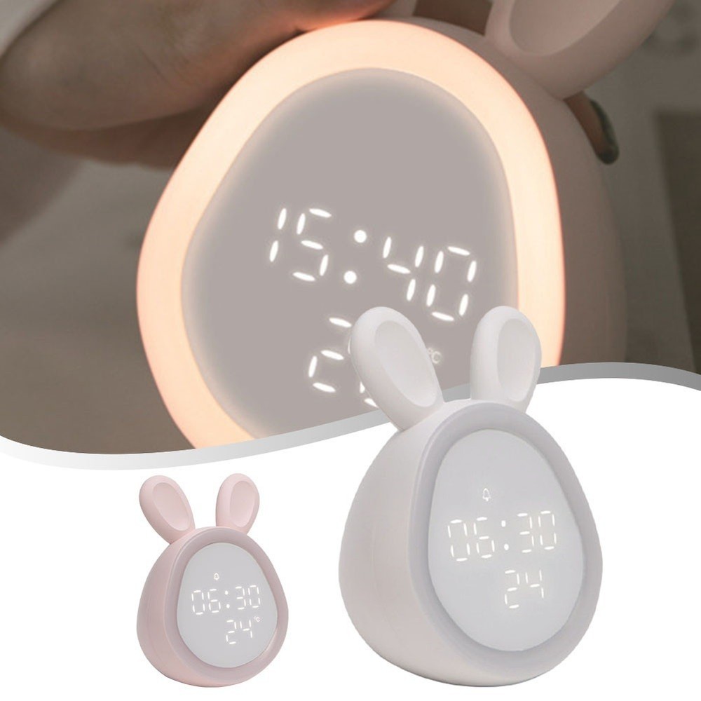 Rabbit Night Light Alarm Clock with Simple Function and Time Rabbit Design