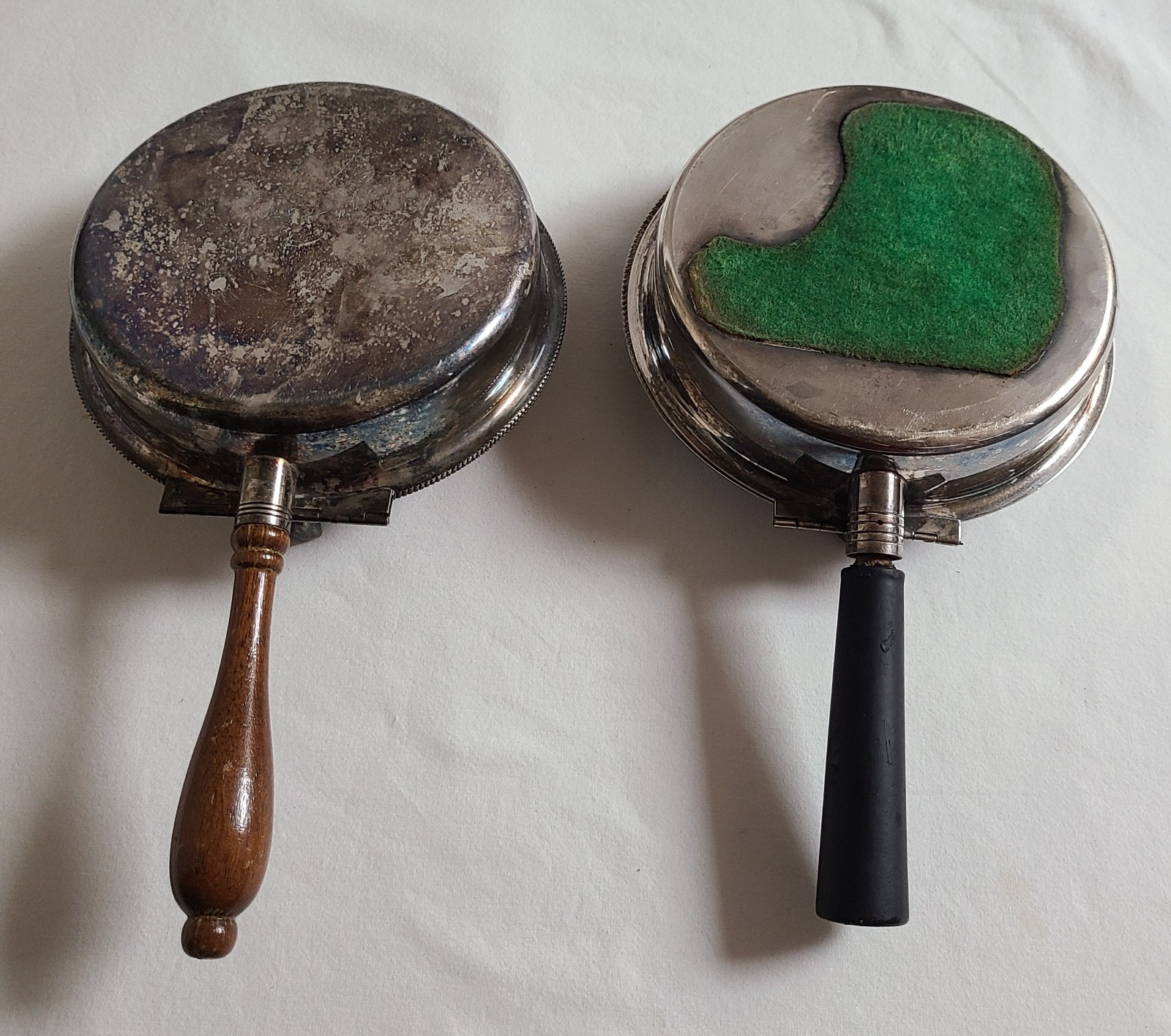 2 Vintage Silverplate Silent Butler Crumb Sweeper Set Antique Table Ash Catcher