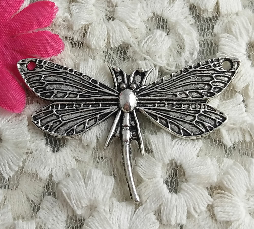 Free Ship 20 pcs Antique silver dragonfly connectors 49x31mm H-3239