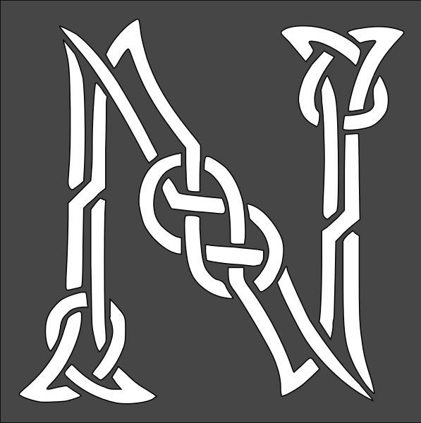 12"x12" Clear Plastic Stencil - Letter/Initial N (SA1085)