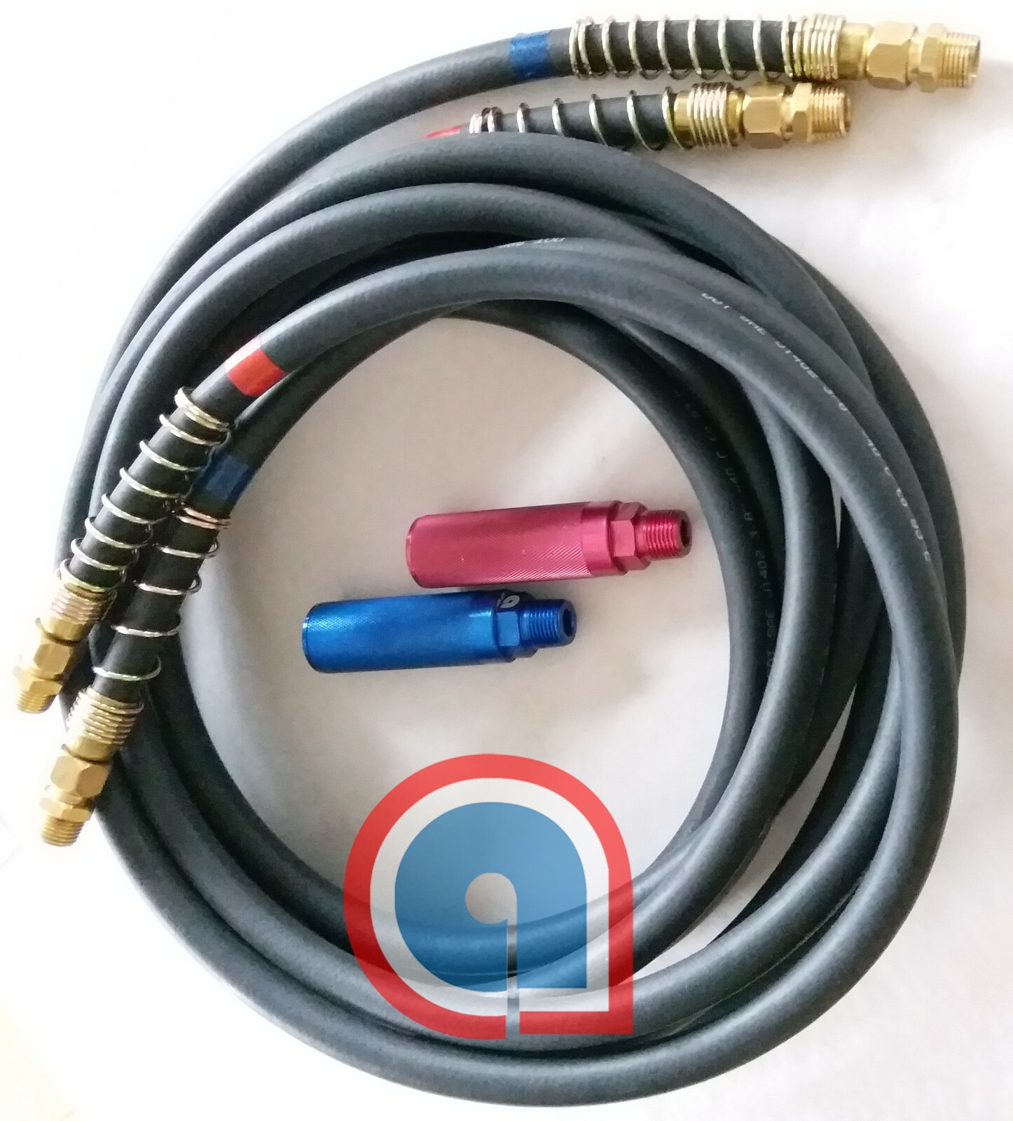 Rubber Air Line Set 12' w/Red & Blue handles 1/2" Swivel fittings Ref:11-8112