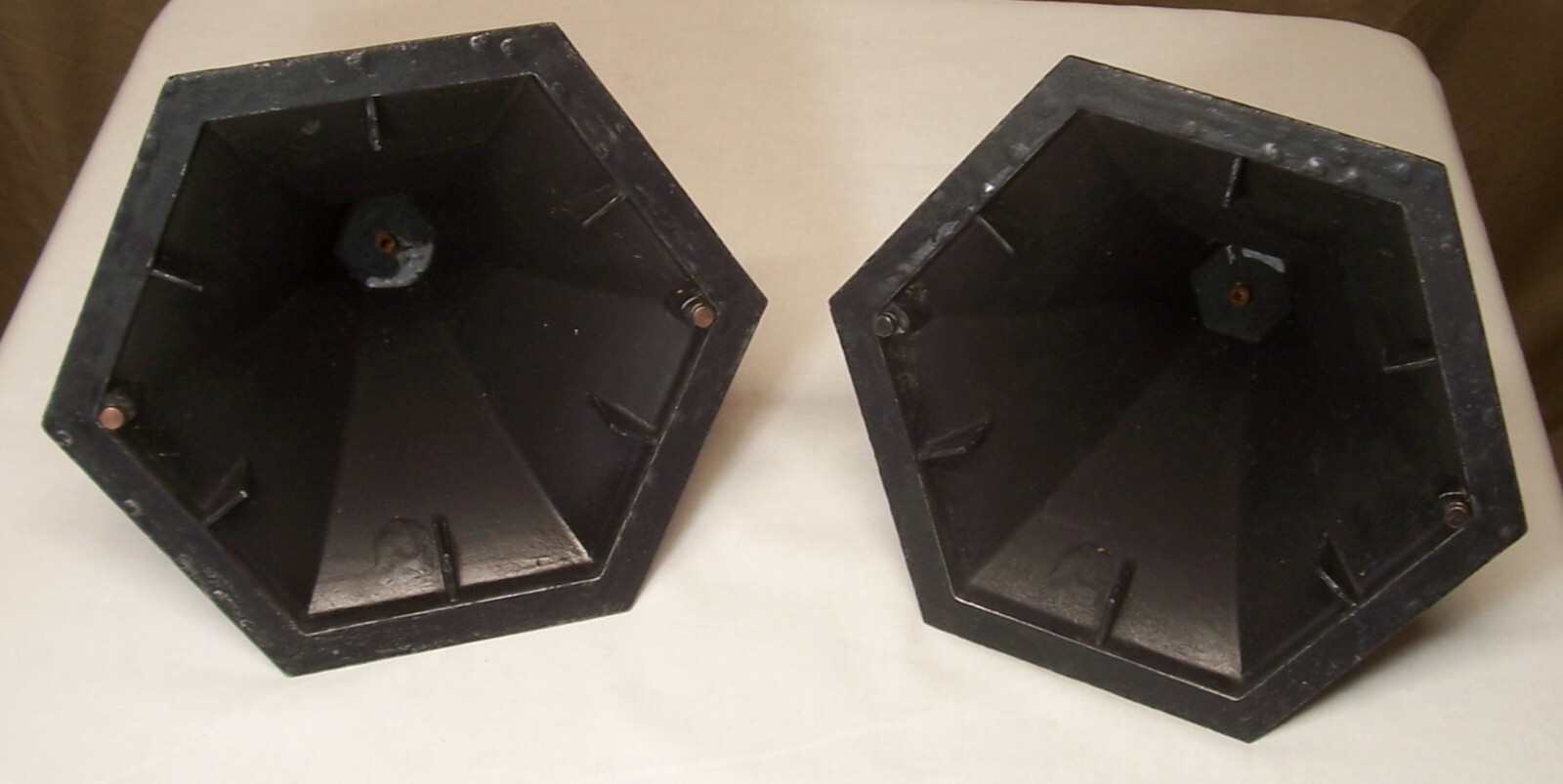 Vtg Sconce Light Pair Witch Hat Art Cast Porch Fixture TALL 31" Wired USA #Y82