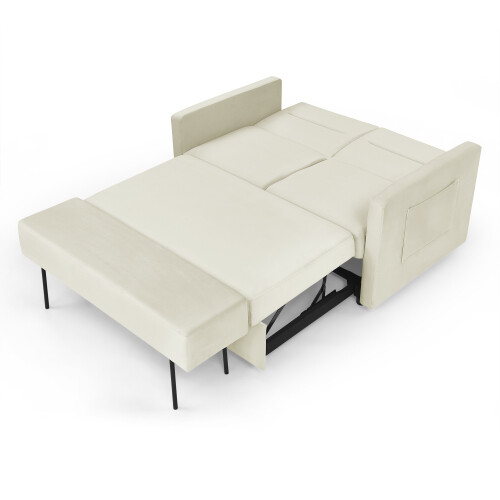 Modern Convertible Sleeper Sofa Bed Loveseat Sofa Couch w/ Pull-Out Bed & Bench