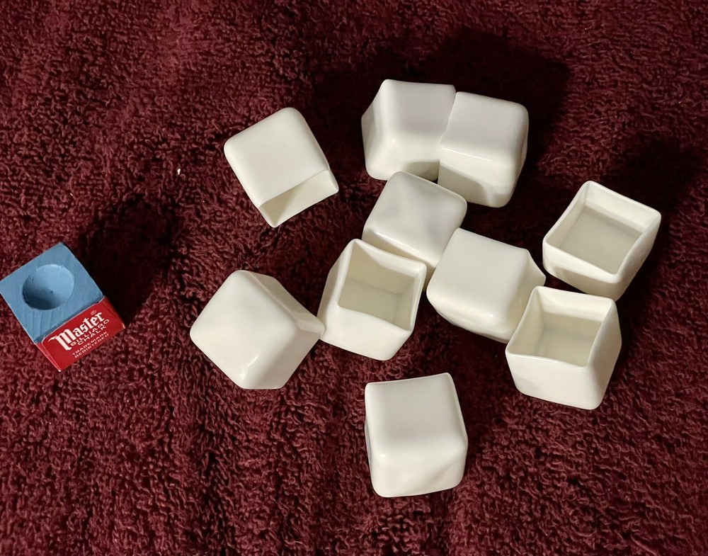 10 White Billiard Pool Chalk Cup Holders