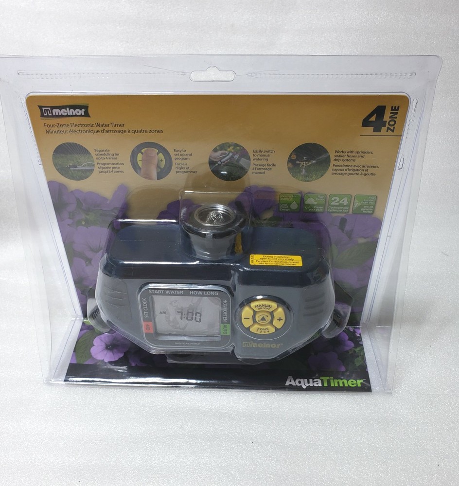 MELNOR Aqua-Timer 63280 4-Zone Digital Water Timer, LCD Screen, 4 Outlets N£W