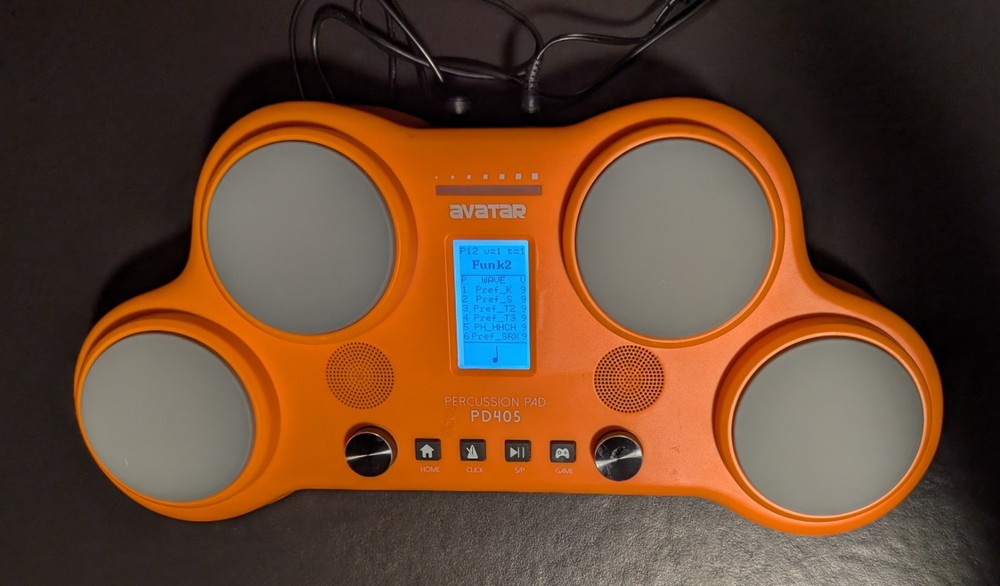 AVATAR PD405 TABLETOP DRUM PERCUSSION PAD w/ Adapter & 2 Pedals