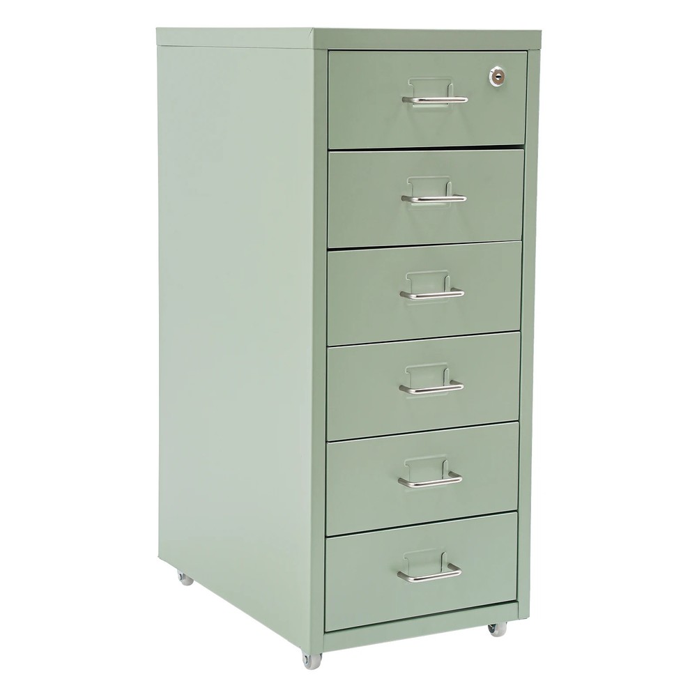 Lockable Rolling Metal File Cabinet 6-Drawer Office Document Storage Containers