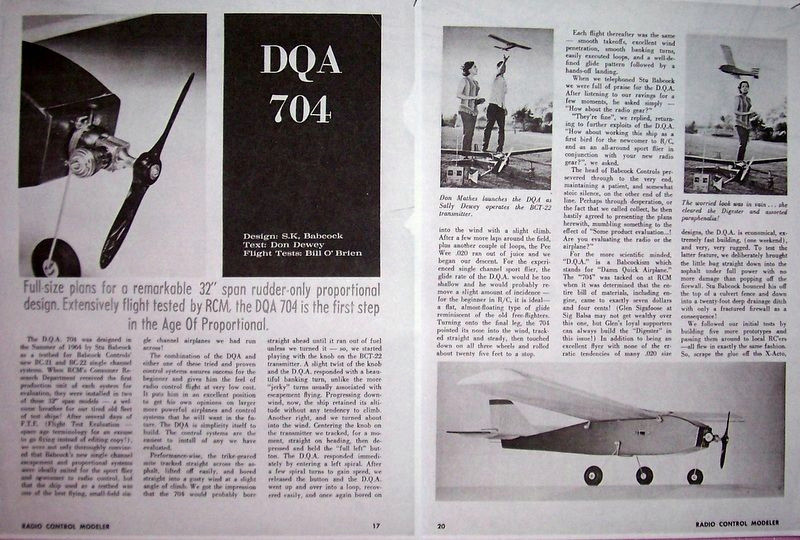 DQA 704 RCM PLAN +CONSTRUCTION ARTICLE to build this tiny RC Model Airplane