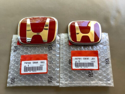 2PCS Front Rear Red H Emblem Badge Logo For 2016-21 Honda CIVIC SEDAN 4DR NEW US